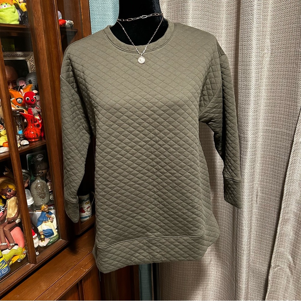 NWOT Quilted Lands End 3/4 Sleeve Sweatshirt